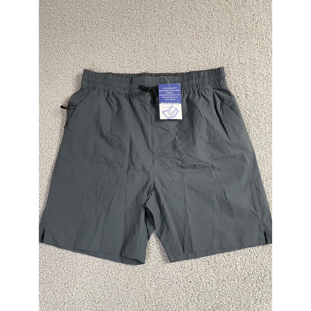NEW Gradual Mens medium Workout hiking‎ Shorts With Pockets gray